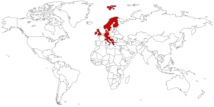 Northern, Central, Southern Europe map